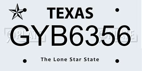 GYB6356 Texas License Plate