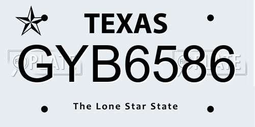 GYB6586 Texas License Plate