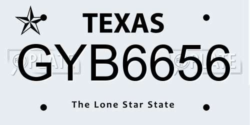 GYB6656 Texas License Plate