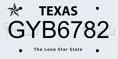 GYB6782 Texas License Plate