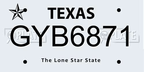 GYB6871 Texas License Plate