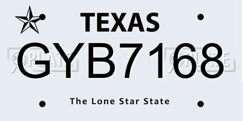 GYB7168 Texas License Plate