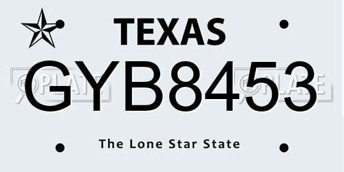 GYB8453 Texas License Plate