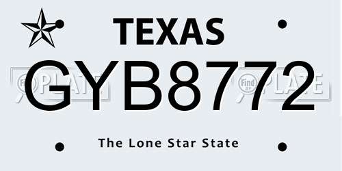 GYB8772 Texas License Plate