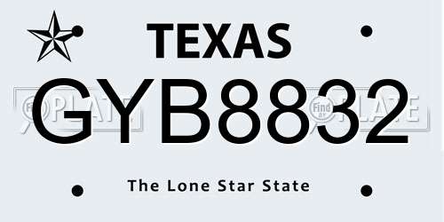 GYB8832 Texas License Plate