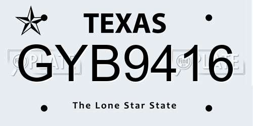 GYB9416 Texas License Plate