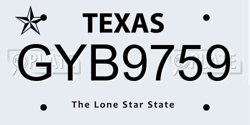 GYB9759 Texas License Plate