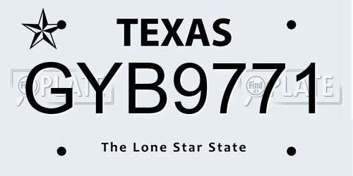 GYB9771 Texas License Plate