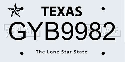 GYB9982 Texas License Plate