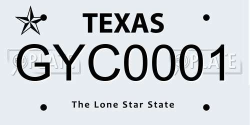 GYC0001 Texas License Plate