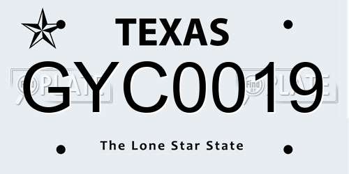 GYC0019 Texas License Plate