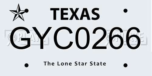 GYC0266 Texas License Plate