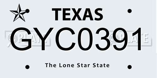 GYC0391 Texas License Plate