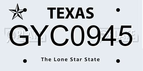 GYC0945 Texas License Plate