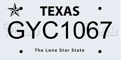 GYC1067 Texas License Plate