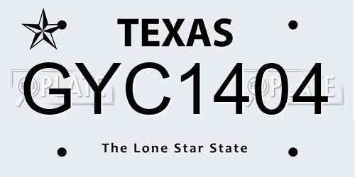 GYC1404 Texas License Plate