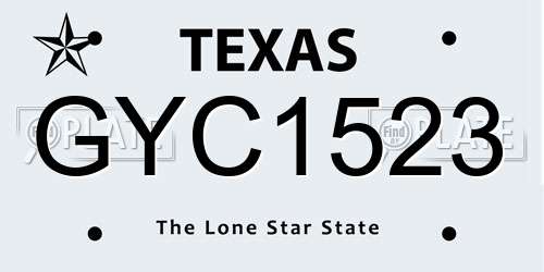 GYC1523 Texas License Plate