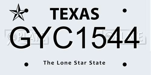 GYC1544 Texas License Plate