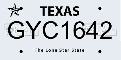 GYC1642 Texas License Plate