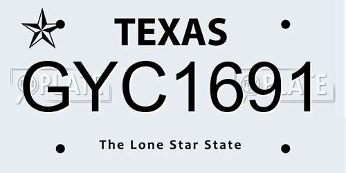 GYC1691 Texas License Plate