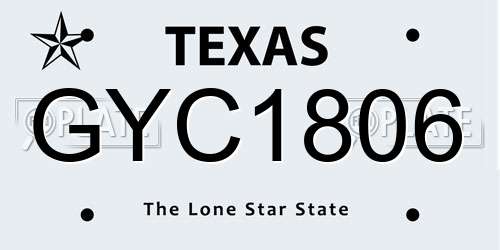 GYC1806 Texas License Plate