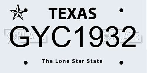 GYC1932 Texas License Plate