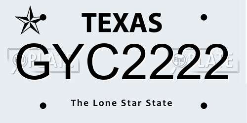 GYC2222 Texas License Plate