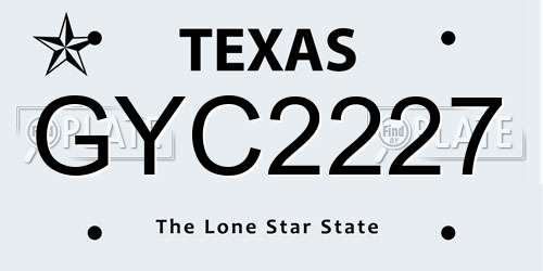 GYC2227 Texas License Plate