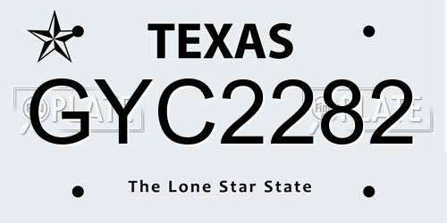 GYC2282 Texas License Plate