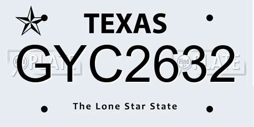 GYC2632 Texas License Plate