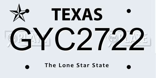GYC2722 Texas License Plate