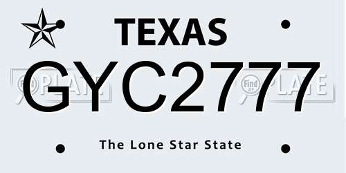 GYC2777 Texas License Plate