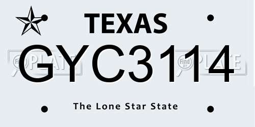 GYC3114 Texas License Plate