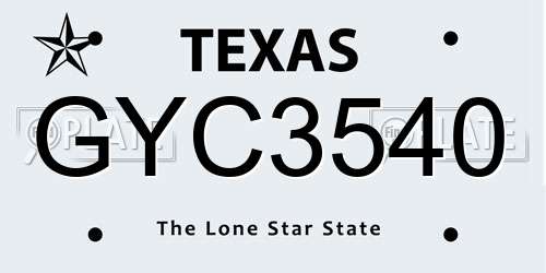 GYC3540 Texas License Plate