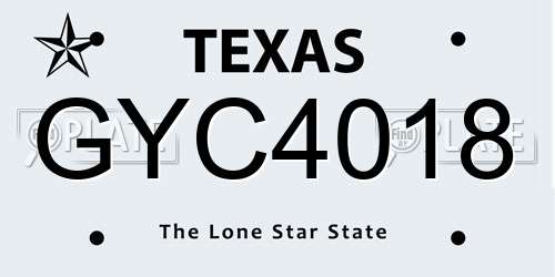GYC4018 Texas License Plate
