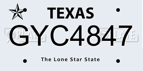 GYC4847 Texas License Plate