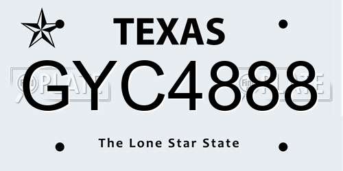 GYC4888 Texas License Plate