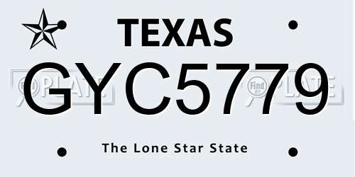 GYC5779 Texas License Plate