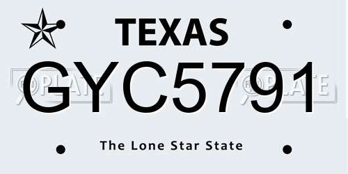 GYC5791 Texas License Plate
