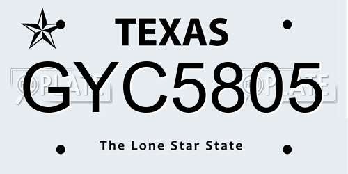 GYC5805 Texas License Plate