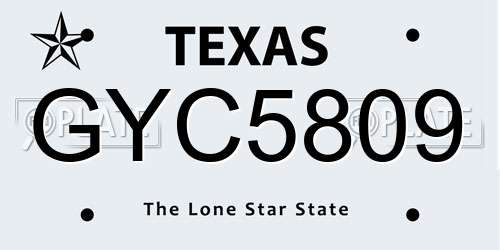 GYC5809 Texas License Plate