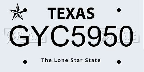 GYC5950 Texas License Plate