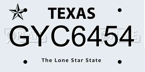 GYC6454 Texas License Plate