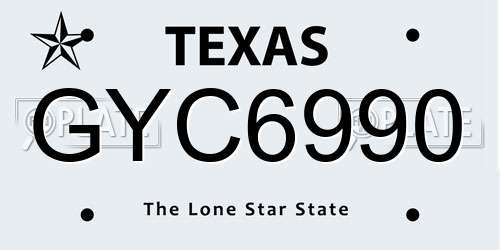 GYC6990 Texas License Plate