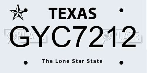 GYC7212 Texas License Plate