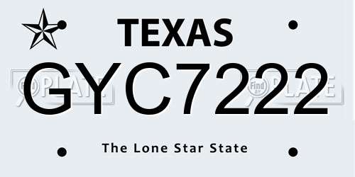 GYC7222 Texas License Plate