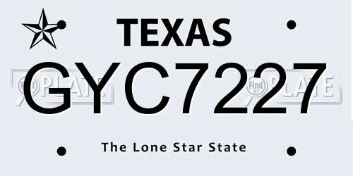 GYC7227 Texas License Plate