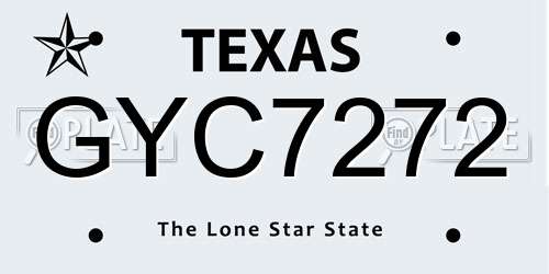 GYC7272 Texas License Plate