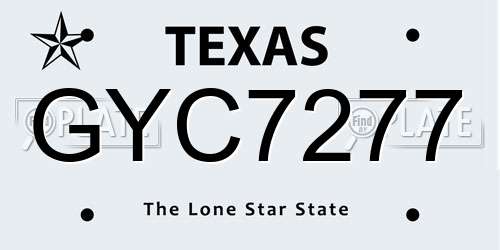 GYC7277 Texas License Plate