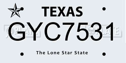 GYC7531 Texas License Plate
